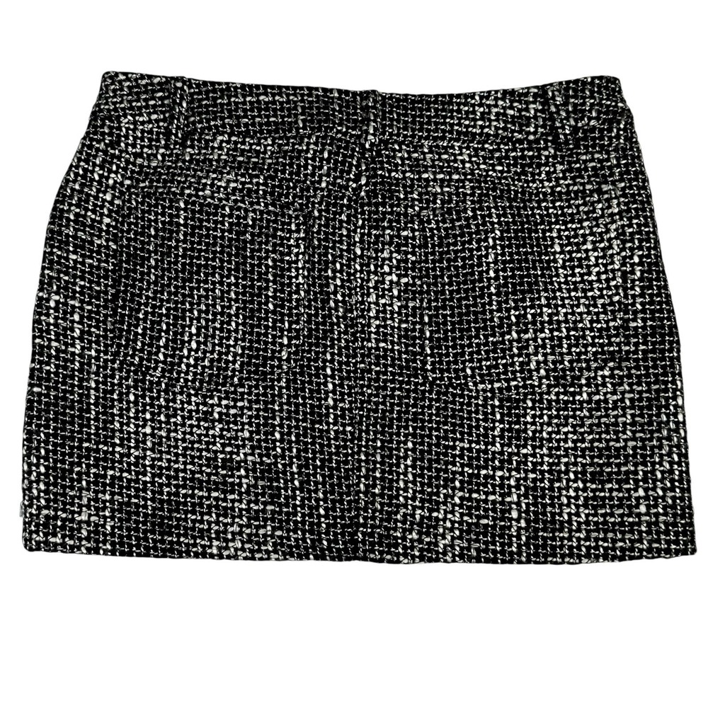 ALLEN B. by ALLEN SCHWARTZ Textured Tweed Mini Skirt Black White Zipper‎ Pockets